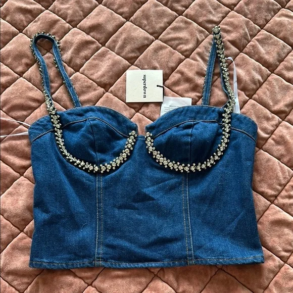 Urban Outfitters Blue Crop Top - Picture 1 of 3